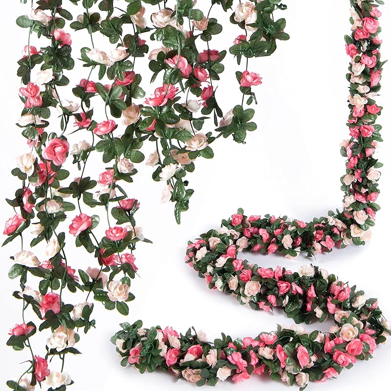 PONKING Artificial Flowers Hanging Garland Spring Pink Flower
