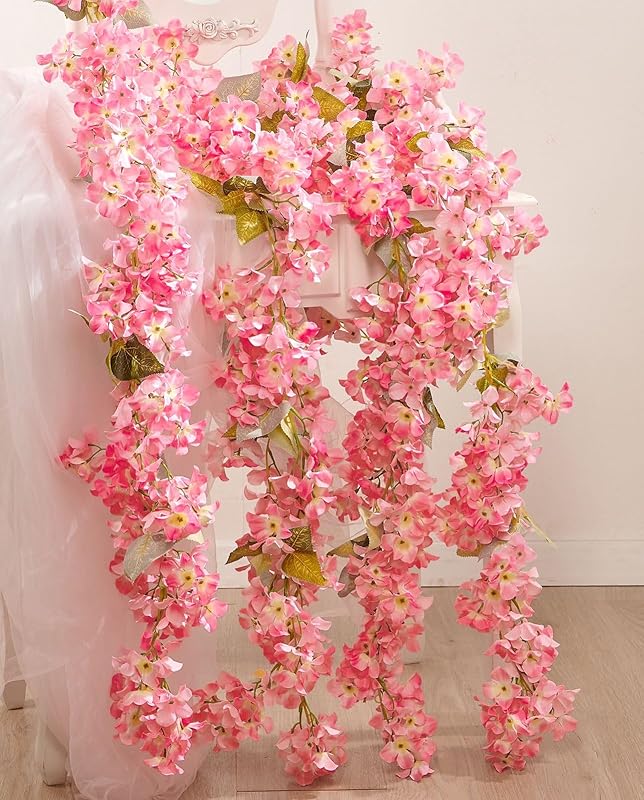 PONKING Artificial Hydrangea Hydrangeas Anniversary Dark Pink Flower