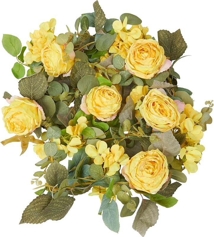 PONKING Artificial Hydrangea Hydrangeas Anniversary Yellow Floral Garland
